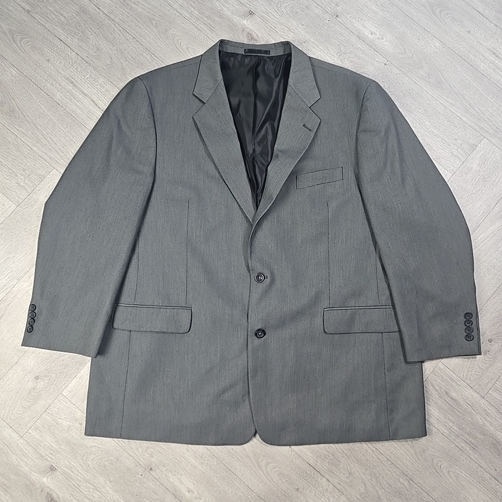 Geoffrey Beene Men's 52R Blazer Grey Vintage Two Button Sports Coat Micro Dot